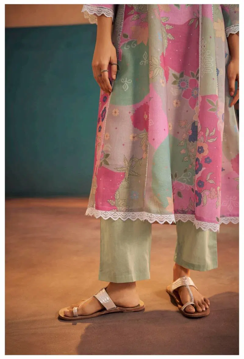 Tanyaa P 295 Linen Cotton Anarkali Kurti With Bottom Dupatta Wholesale Online