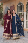 KA 1135 Faux Blooming Designer Gown With Dupatta Suppliers In India