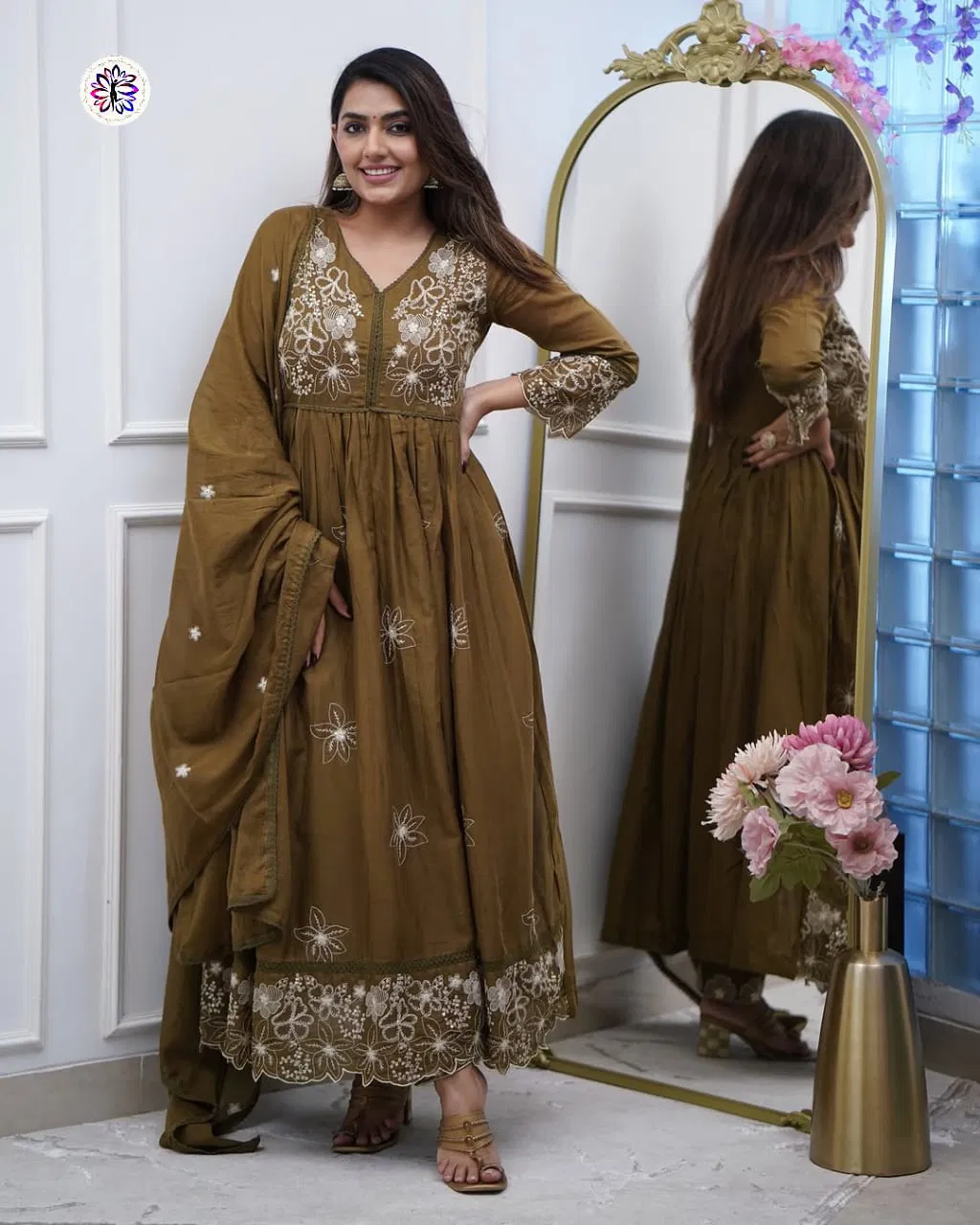KF 6017 Kalaai Cotton Silk Embroidered Kurti With Bottom Dupatta Exporters In India