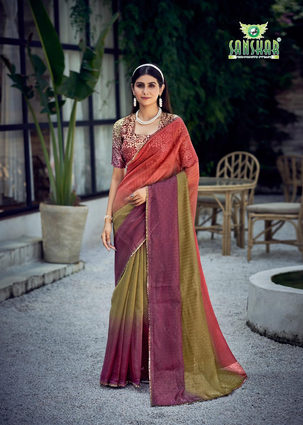 Fashion Show By Sanskar Printed Organza Saree Wholesale Online