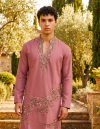Peach Outluk Wedding Vol 54 Heavy Lachaka Mens Kurta With Pajama 5408