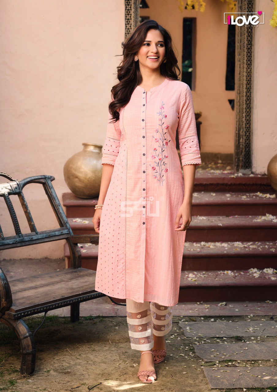 1 love Schiffli Fancy Designer Party Wear Latest Kurti Collection