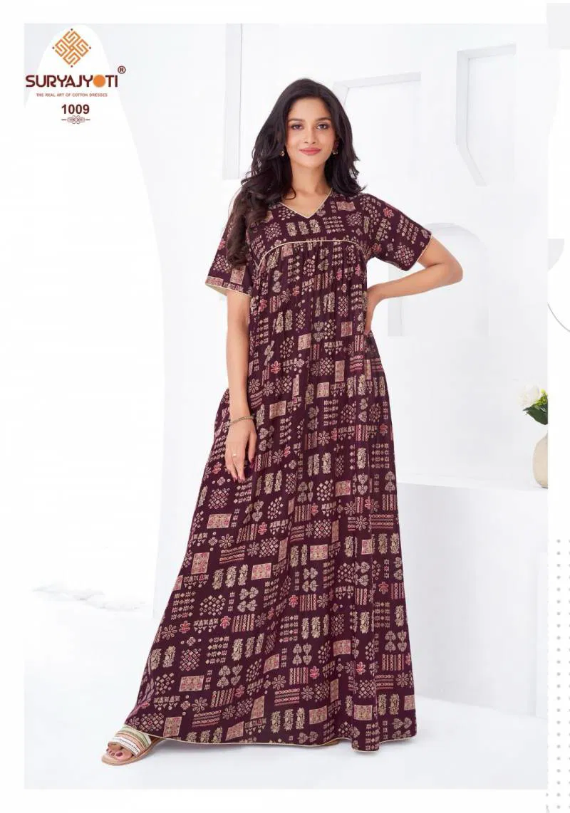 Pearl Vol 1 By Suryajyoti Cotton Printed Nighty Gown Wholesale Market In Surat