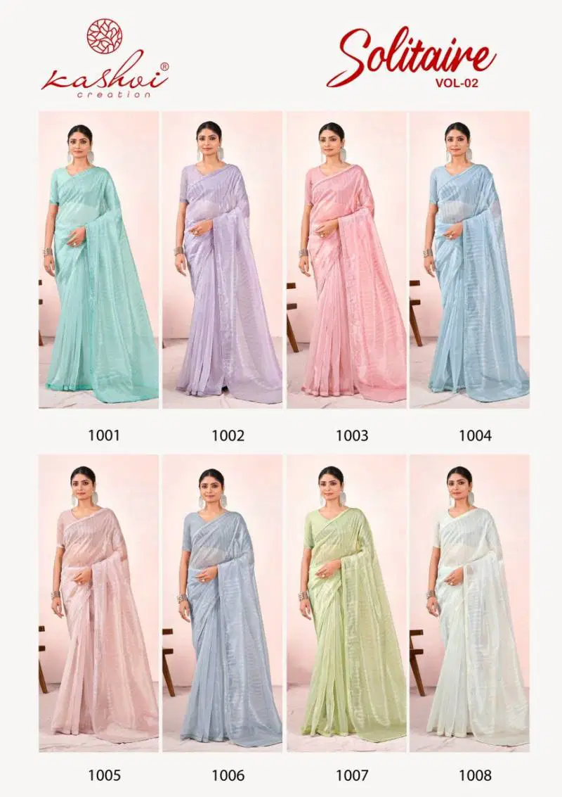 Solitaire Vol 2 By Kashvi Organza Silk With Cut Work Saree Wholesale Price In Surat
