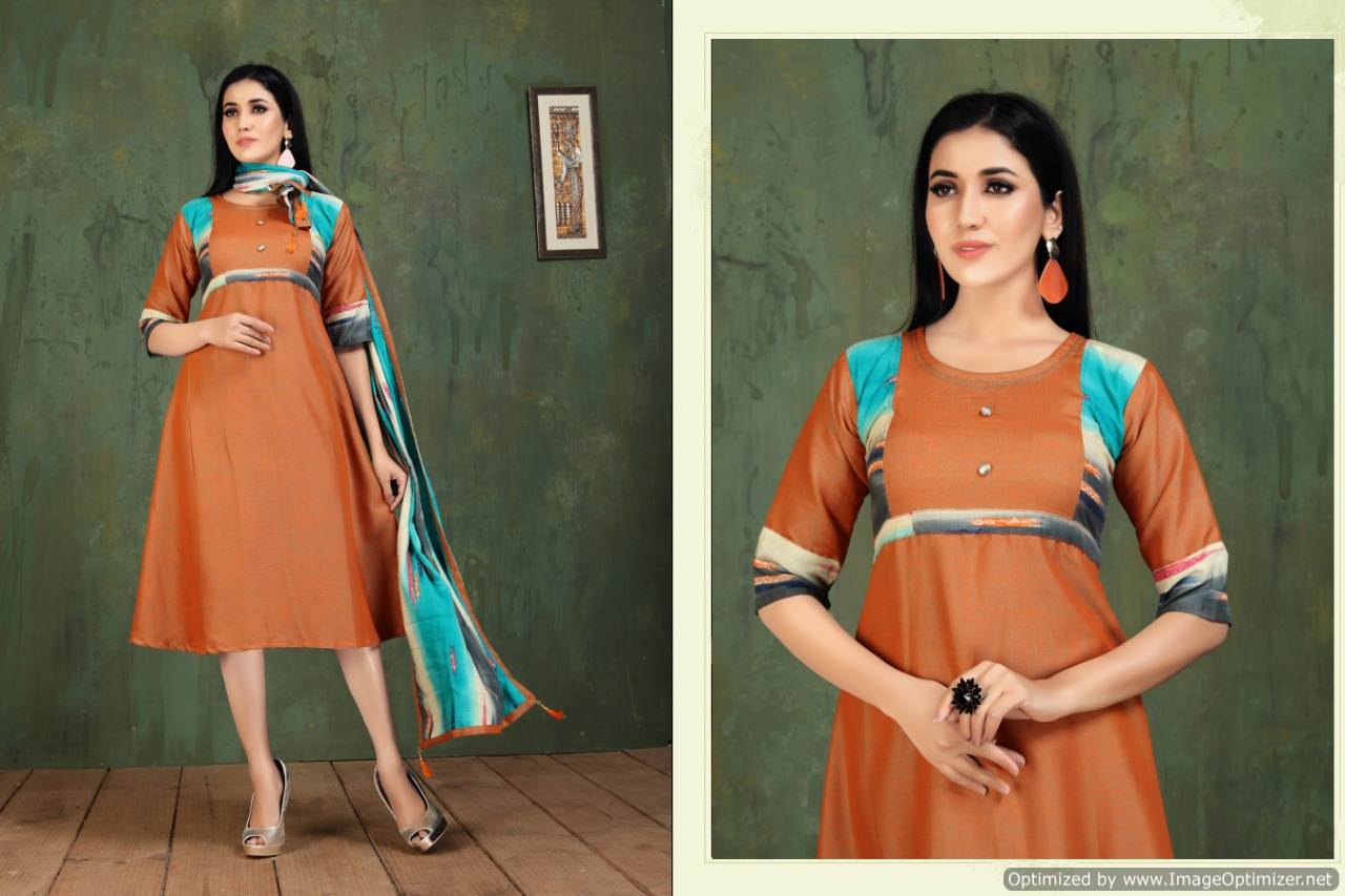 Kinti Patang Vol 13 New Fancy Collection Of Printed Designer Anarkali Cut Heavy Rayon Kurtis 