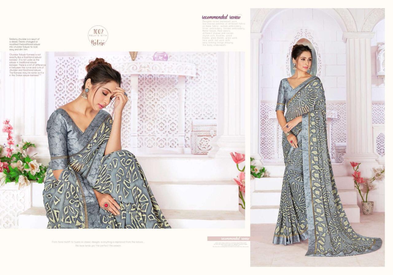 SHUBH SHREE KALERI Latest Designer fancy Regular Wear Wetless Japan Sarton Border And Blouse Saree Collection