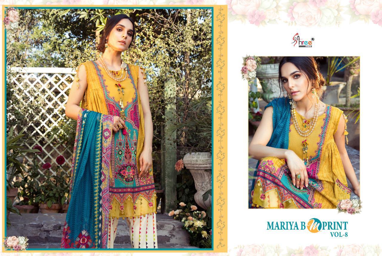 Shree Mariya B Mprint 8 Latest Fancy Designer Festive Wear 	Cambric Cotton Pakistani Salwar Suits Collection

