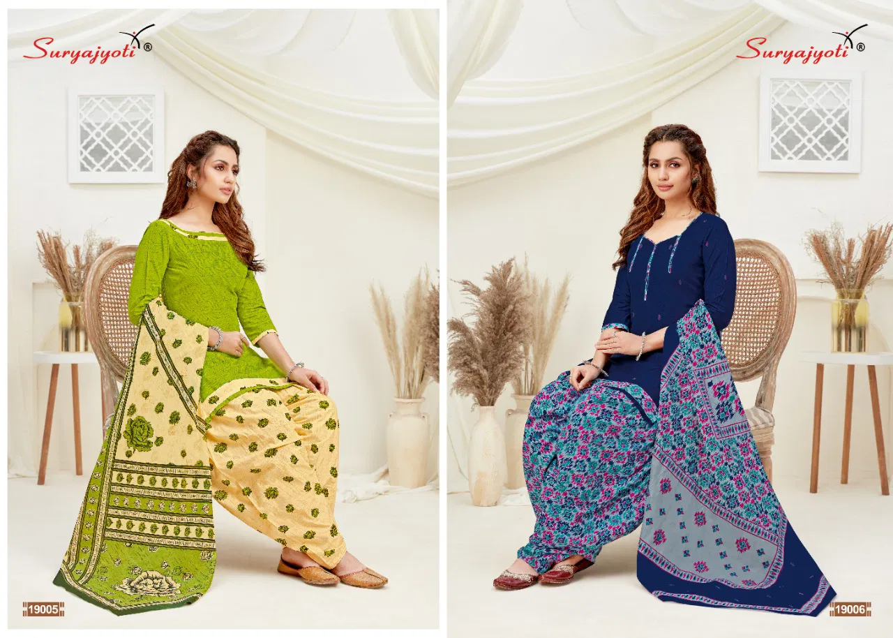 Suryajyoti Patiala Kudi 19 Latest fancy Regular Wear Printed Cotton Dress Material Collection
