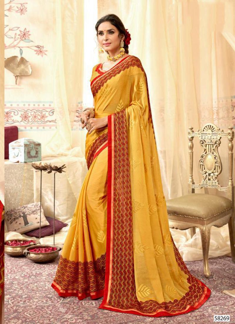 Moss Chiffon New Designer Casual Wear Sarees Collection
