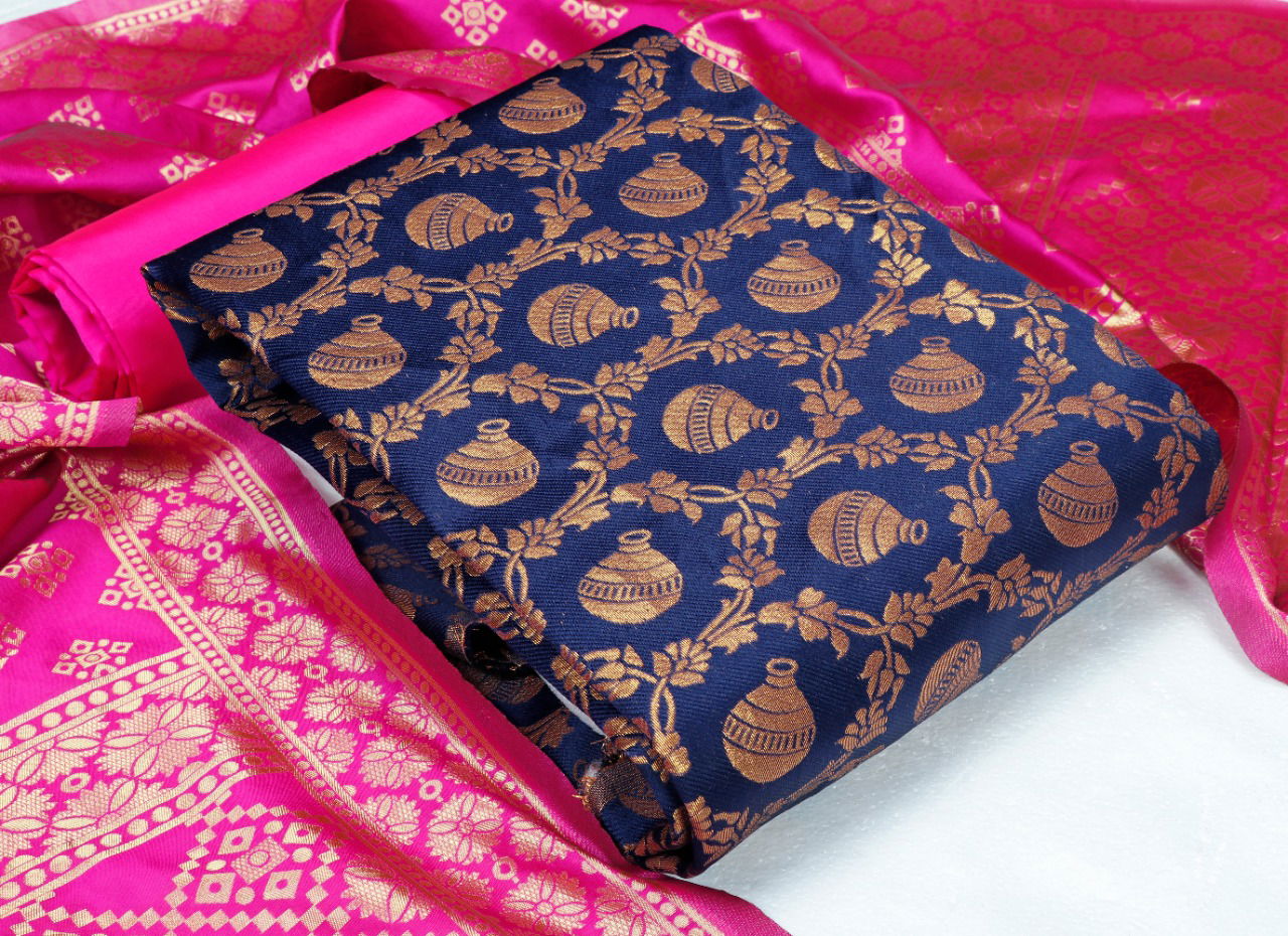 Rnx Matka Fancy Banarasi Jacquard Designer Casual Wear Dress Material Collection
