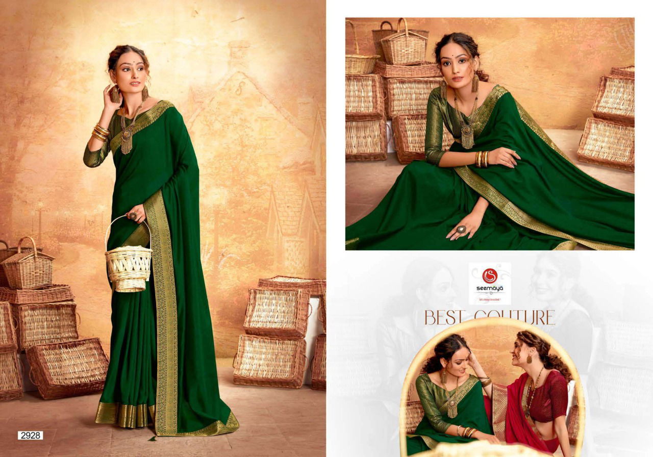 SEEMAYA ANURADHA Fancy Designer Festive Wear Vichitra Silk Fabric Work And Border With Fancy Blouse Collection