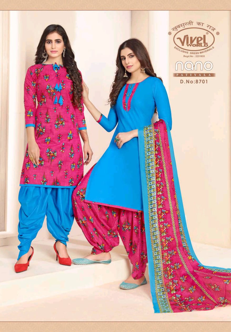 Vivel Nano Patiyala Vol 4 Latest Designer Printed Daily Wear Patiyala Suit Dress Material Collection 