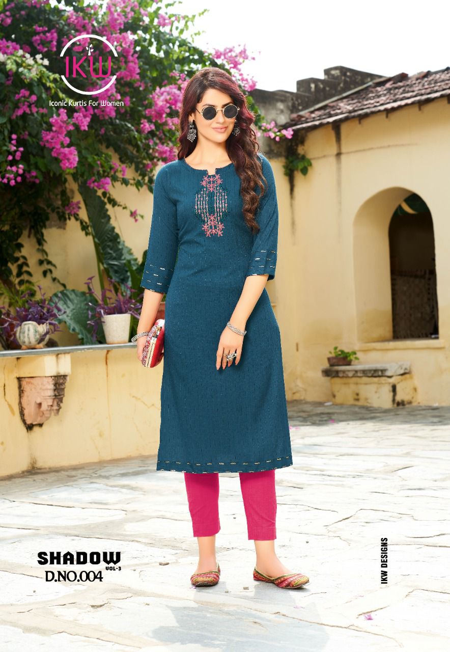 Ikw Shadow 3 Fancy Ethnic Wear Rayon Designer Latest Kurti Collection