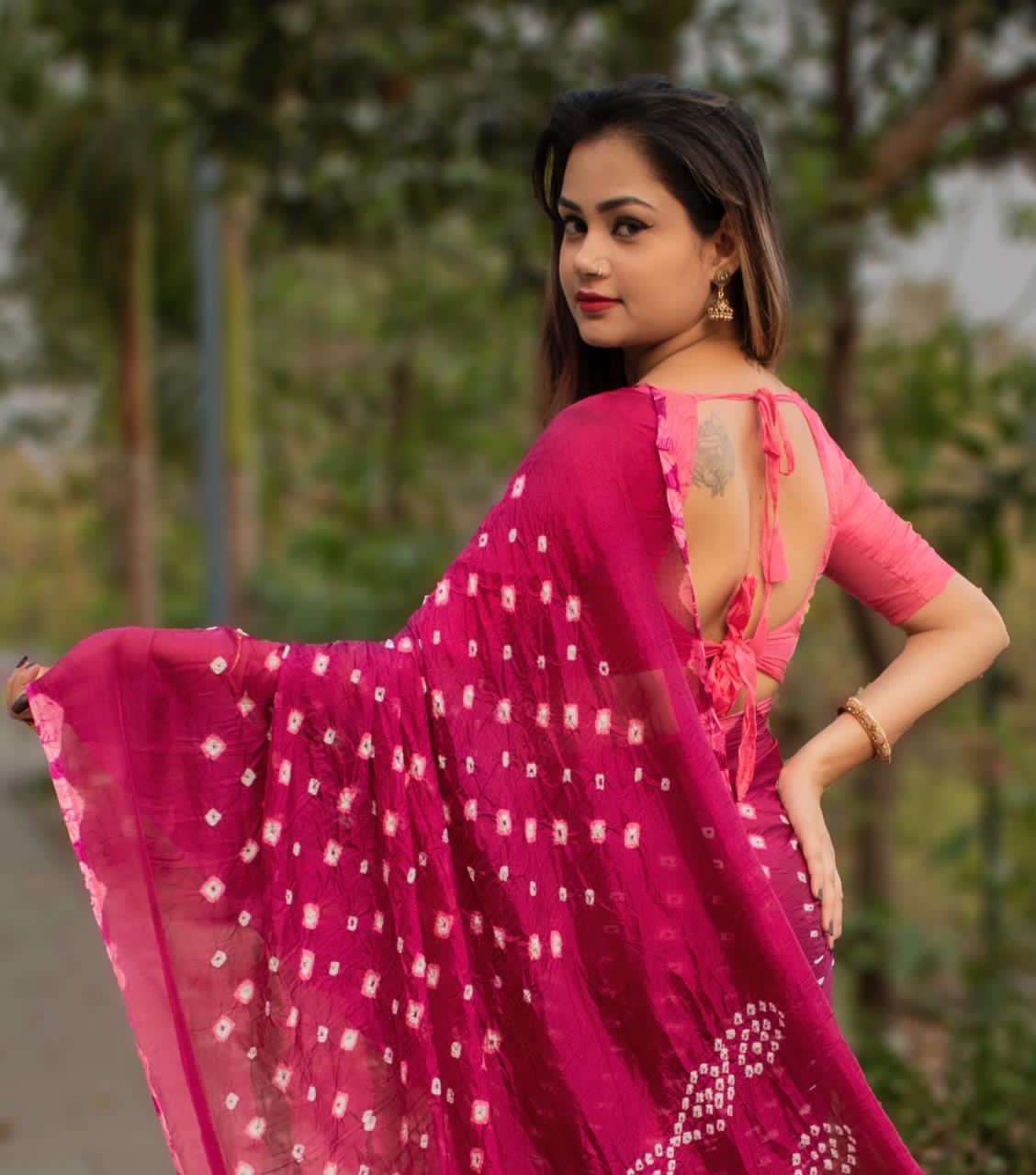 Gaji Bandhej Latest Designer Fancy Festive Wear Silk With Bandhej Border Saree Collection
