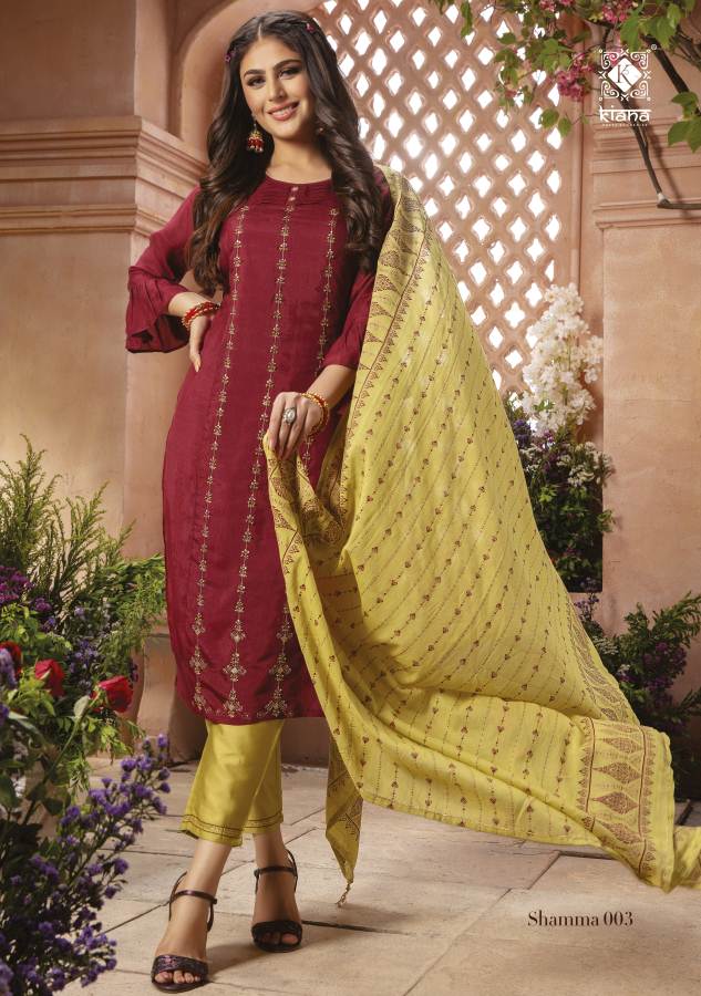 Kiana Shamma Designer Festive Wear Heavy Maslin With Hand Work Readymade Collection
