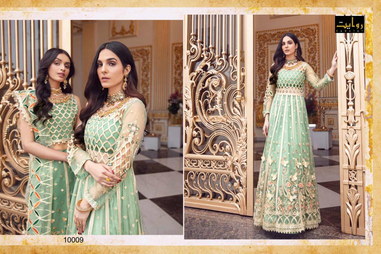Rawayat Emaan Adeel 3 Fancy Wedding Wear Net Georgette Embroidery Work Heavy Pakistani Salwar Suits Collection
