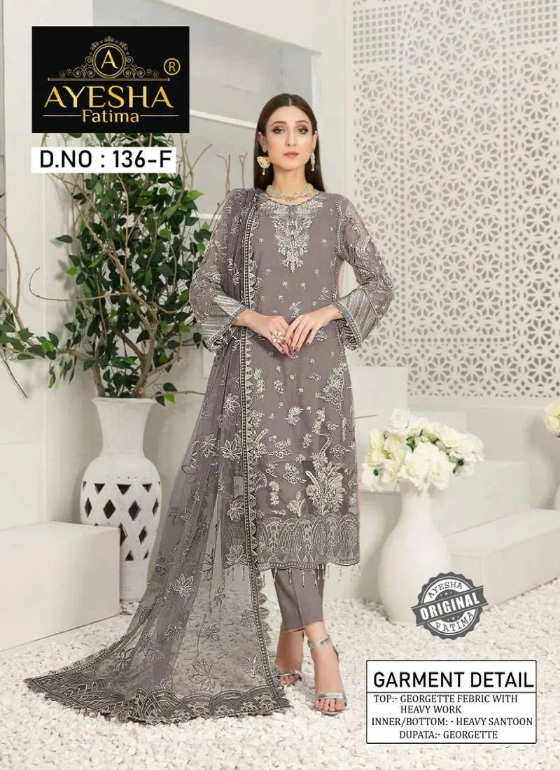 Ayesha Fatima 136 Georgette Pakistani Salwar Suits Suppliers In India