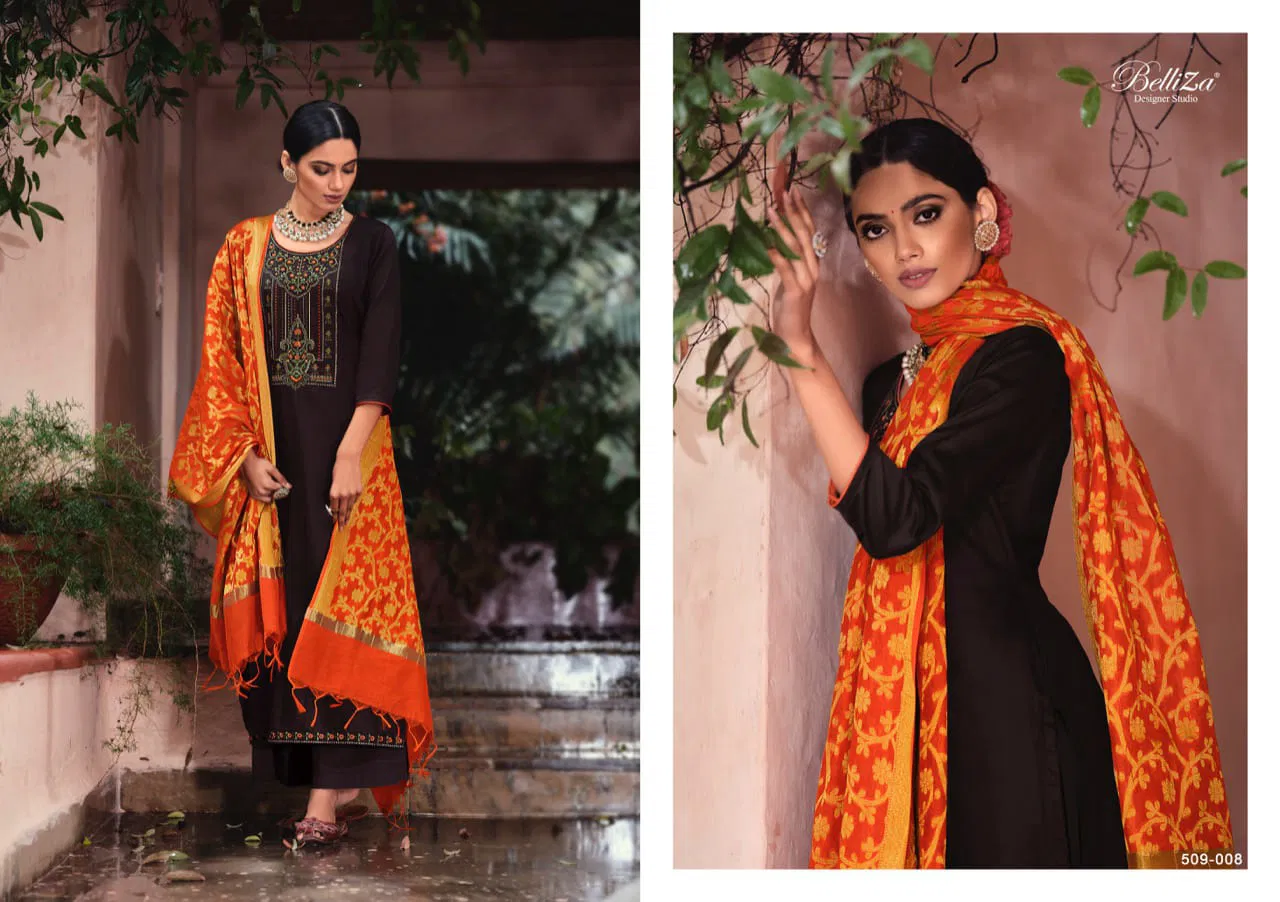 Belliza Shubharambh 2 Fancy Wedding Wear Pure Original Heavy Jam Cotton with Exclusive Heavy Embroidery Top With Banarasi Dupatta Dress Material Collection