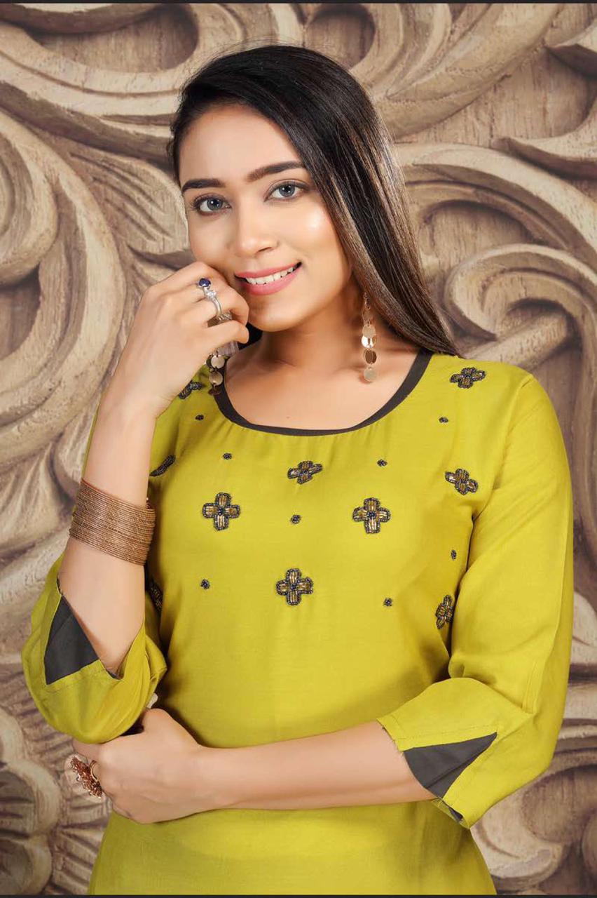 Bonie Jannat 2 Fancy Casual Wear Rayon Designer Kurti With Palazzo With Dupatta Collection
