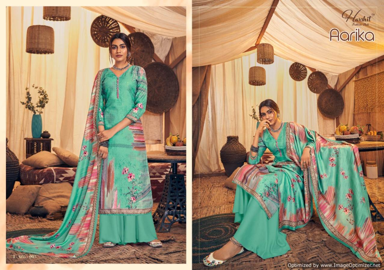 Harshit Aarika Latest Designer Pure Wool Pashmina Print with Swarovski Diamond Work Dress Material Collection 
