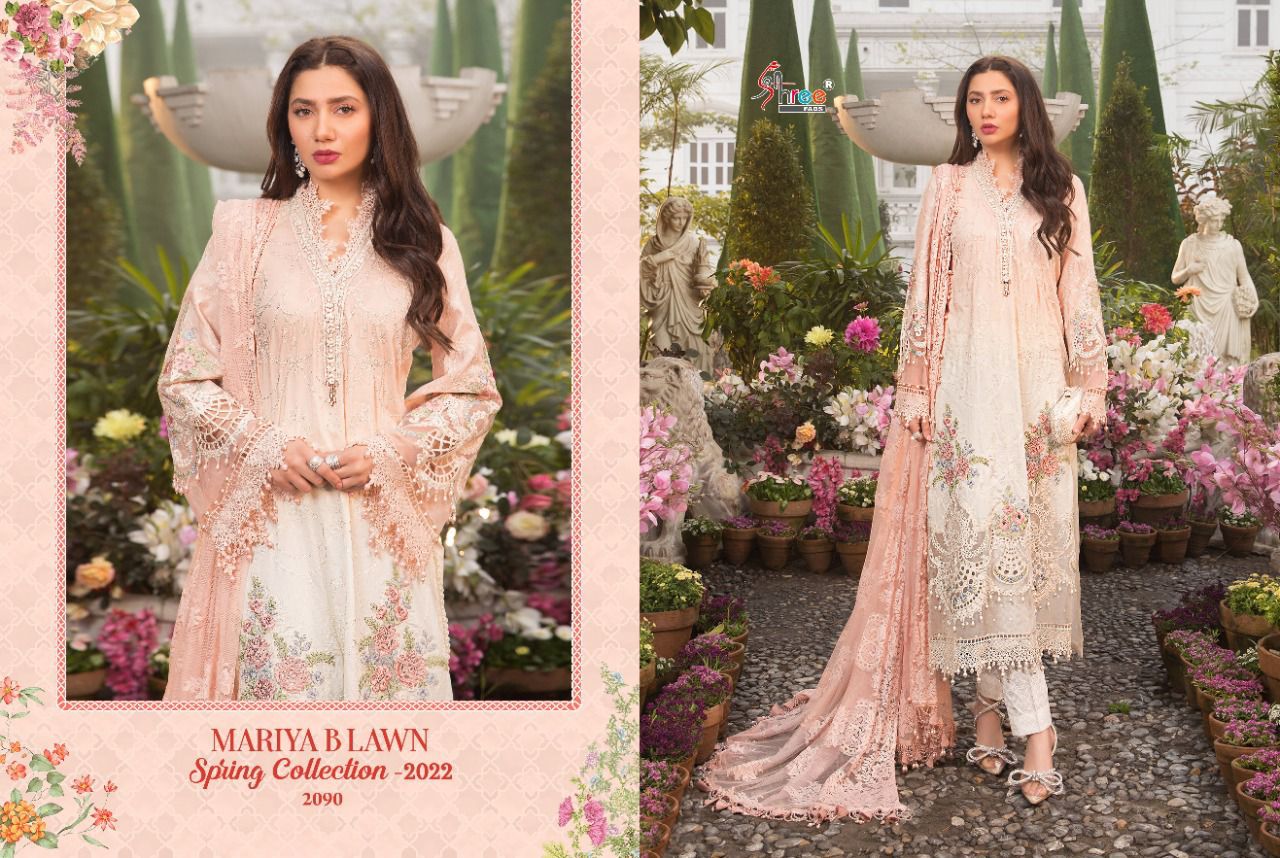 Shree Mariya B Lawn Spring 2022 Heavy Wedding Wear Cotton Pakistani Salwar Kameez Collection