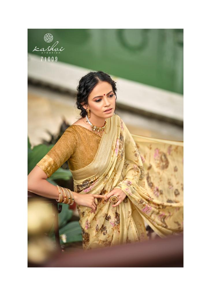 Kashvi Flora Sonakshi Satin Patta Fancy Ethnic Wear Chiffon Printed Saree Collection
