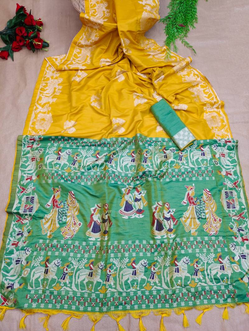 Kc 321 Festive Wear Printed Raw Silk Saree Online Wholesale