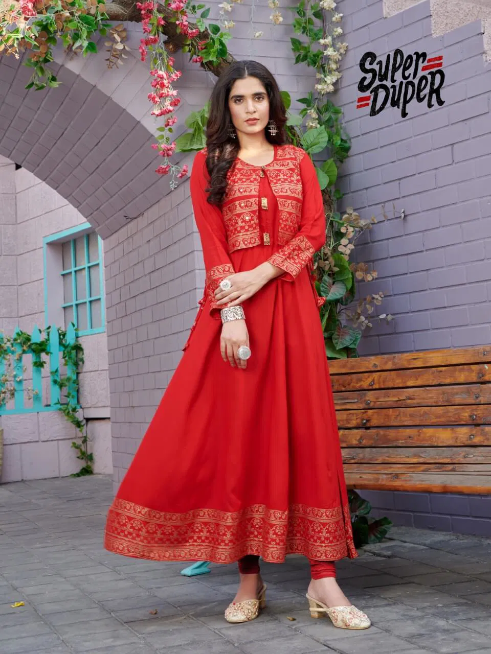 Super Duper Hit Latest Fancy Designer Ethnic Wear Long Heavy Rayon Kurtis Collection
