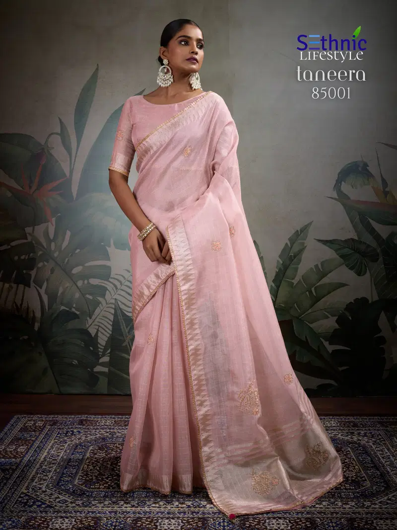 Taneera By Sethnic Linen Tissue With Weaving Saree Wholesalers In Delhi