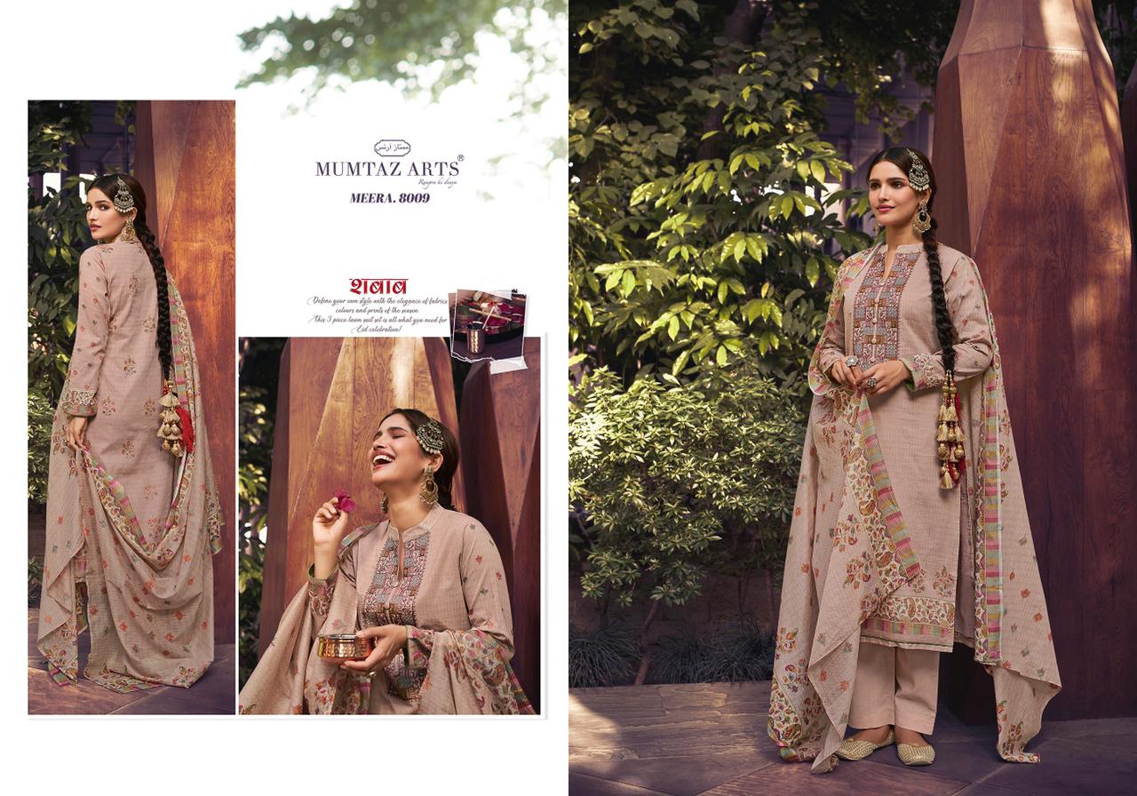 Mumtaz Meera Kani Latest Fancy Designer Festive Wear Pure lawn Cotton Embroidery Work Dress Material Collection
