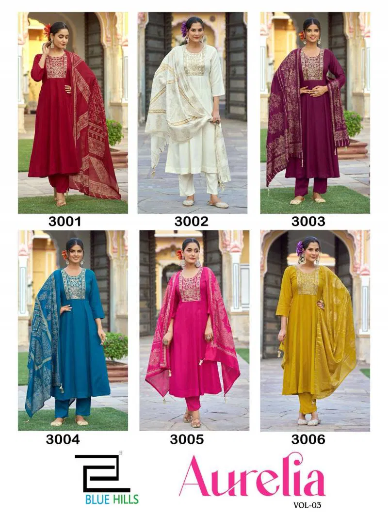 Aurelia Vol 3 By Blue Hills Rayon Kurti Bottom With Dupatta Wholesale Price In Surat