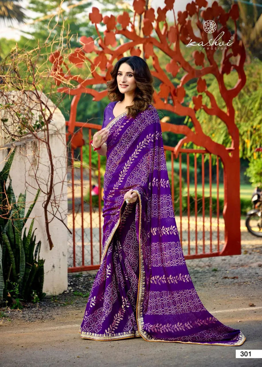 Chuneri Vol 3 By Kashvi Mono Georgette Daily Wear Saree Wholesale Online