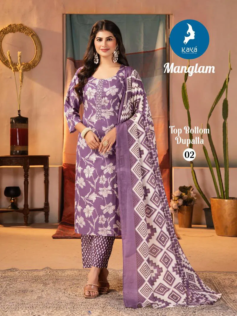 Manglam By Kaya Cotton Printed Kurti Pant With Dupatta Bulk Orders In India