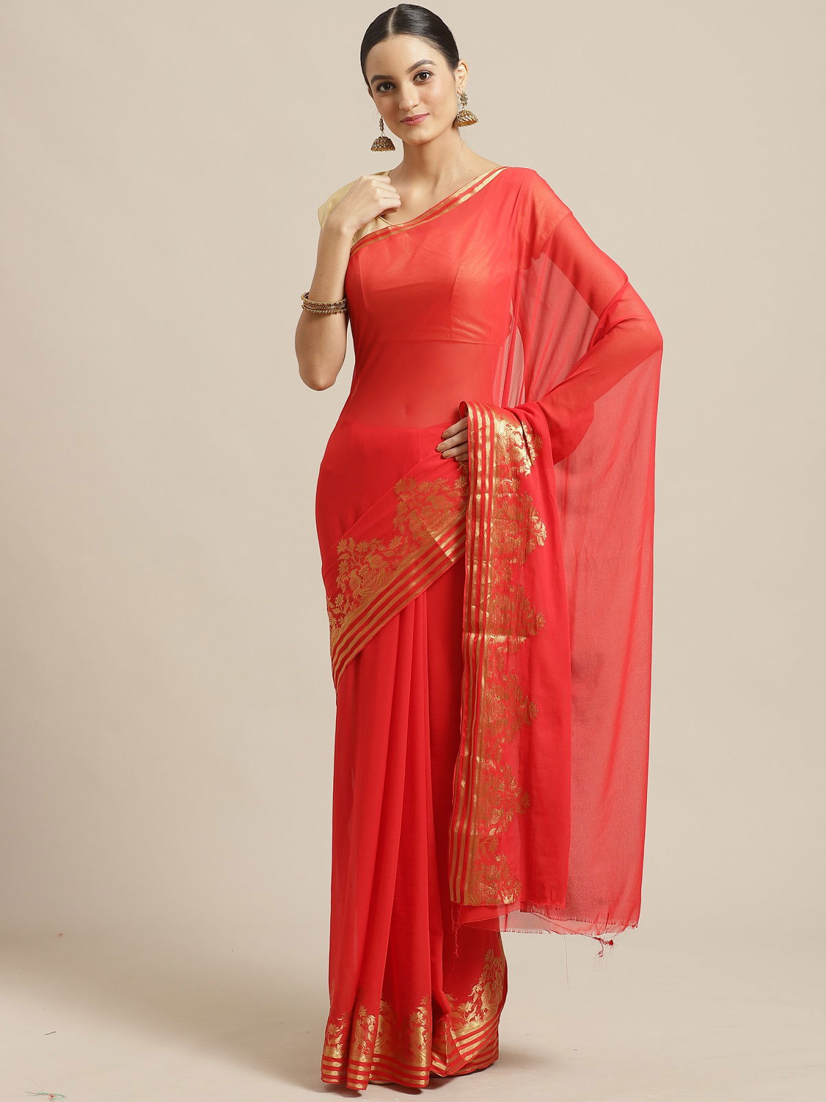Latest Designer Fancy Plain Saree With Beautiful Designer Border Saree  Collection
