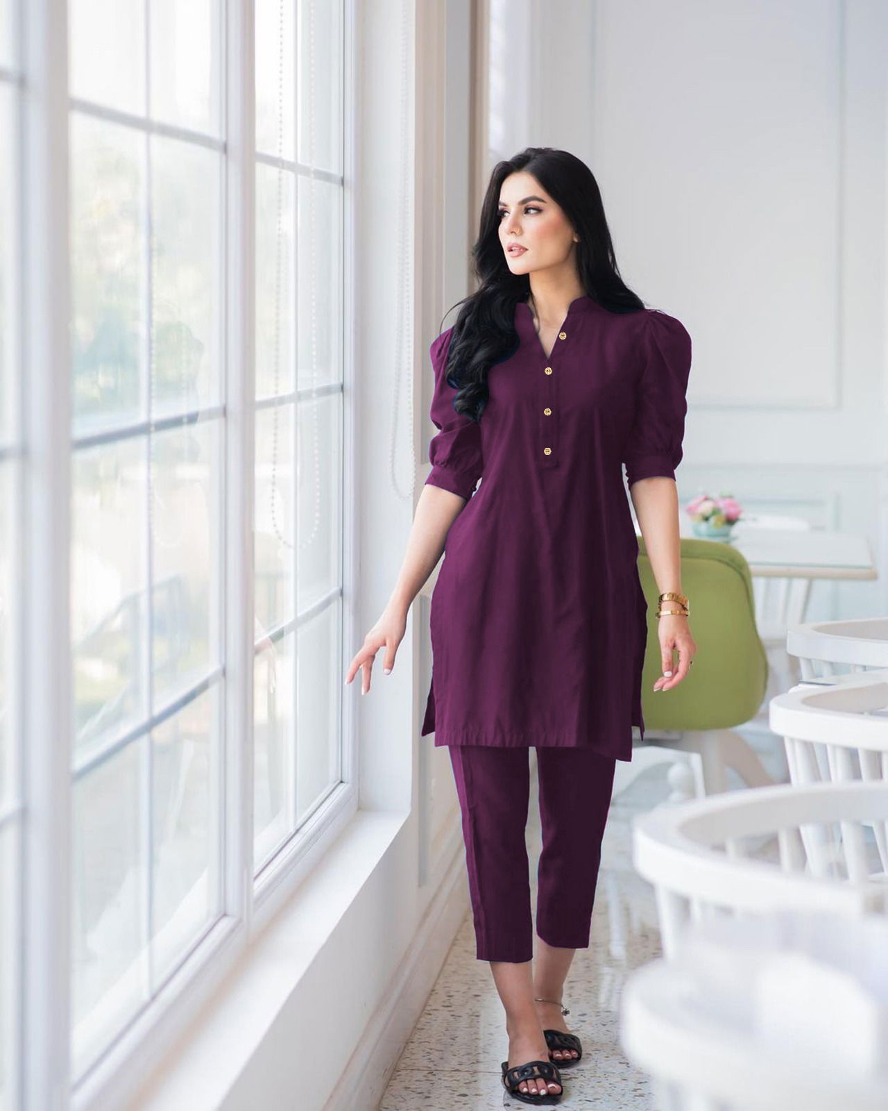 2015 Party Wear Cotton Slub Short Kurti With Bottom Catalog
