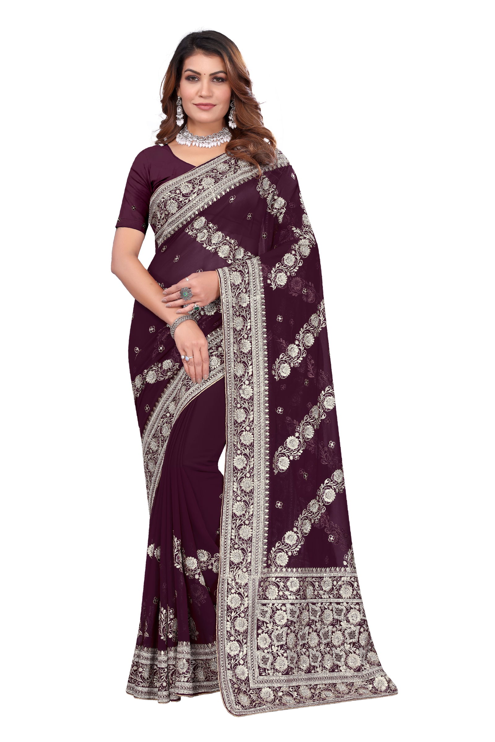 Dulhan By Utsav Nari Georgette Embroidery Sarees Wholesale Price In Surat
