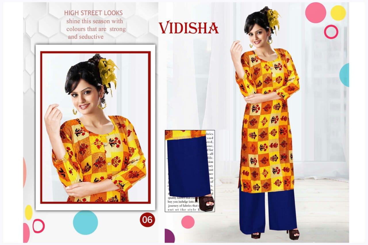 Aagya Vidhisha Stylish Daily Wear Printed Rayon Kurtis With Plazzo Collection