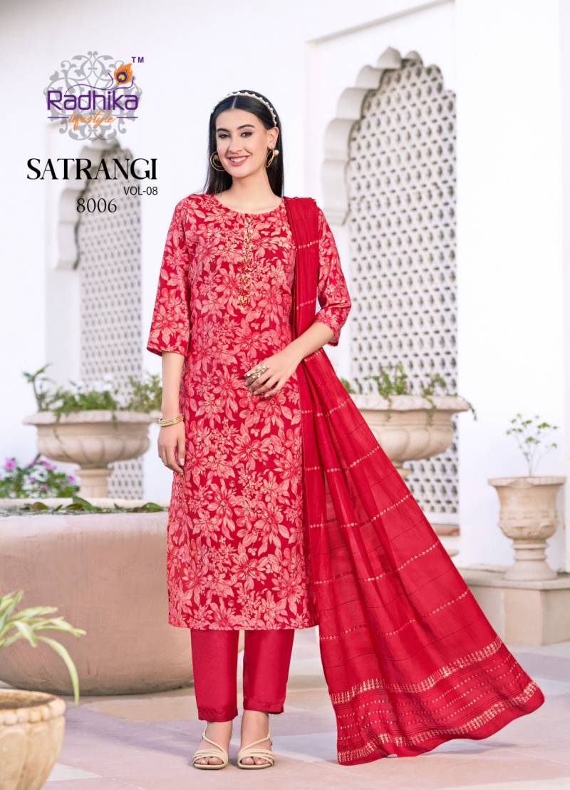 Satrangi Vol 8 By Radhika Modal Printed Kurti With Bottom Dupatta Wholesale In India
