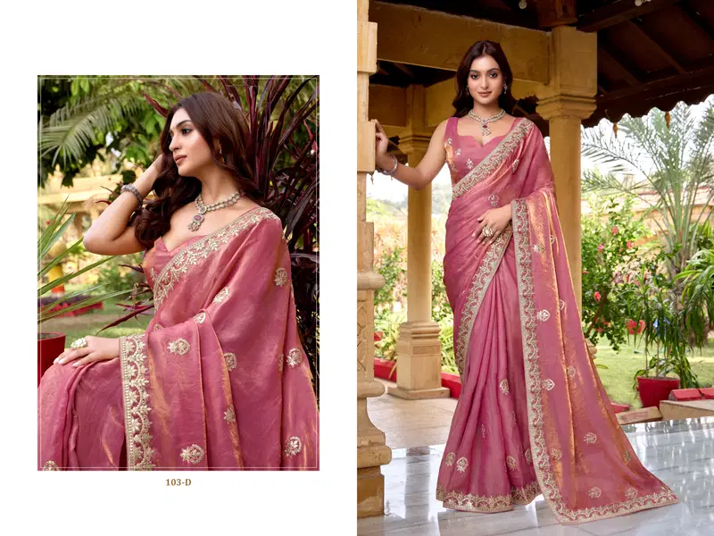 Df 103 A To 103 D  Fendi chiffon Designer Party Wear Saree Wholesale Market