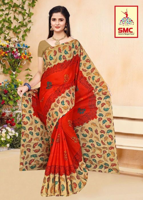 Smc Priyalaxmi Fancy Regular Wear Cotton Printed Designer Saree Collection