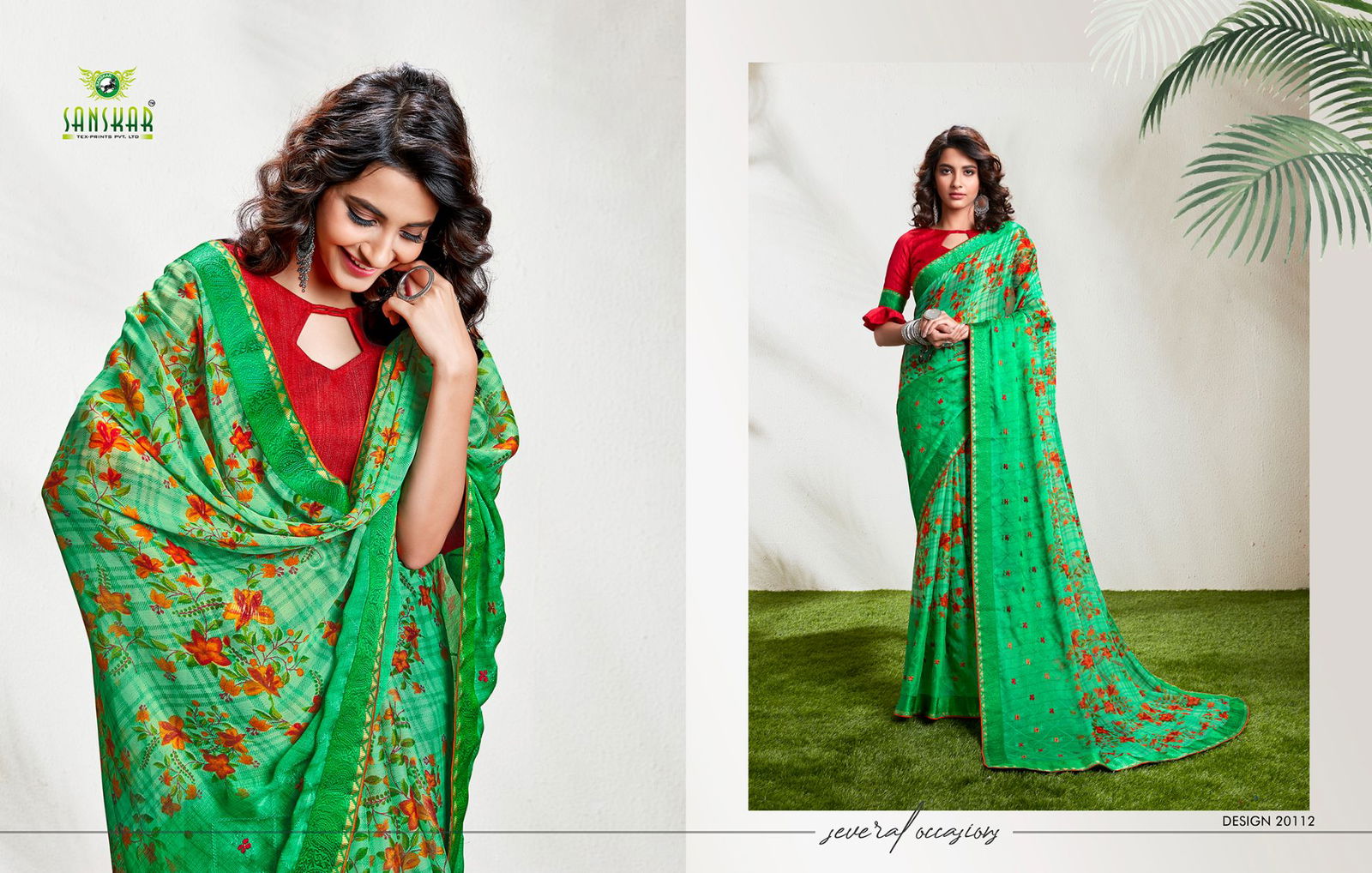 Sanskar Nyna 8 Latest Fancy Designer Regular casual wear Fancy Chiffon Printed Saree Collection
