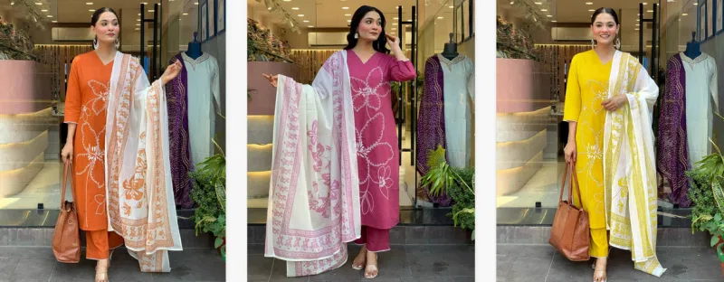 Vx 127 Viscose Chanderi Kurti Bottom With Dupatta Wholesale Clothing Suppliers In India