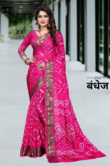 Ssm Dolly Latest Fancy Designer Bandhani Art Silk Bandhej Saree Collection
