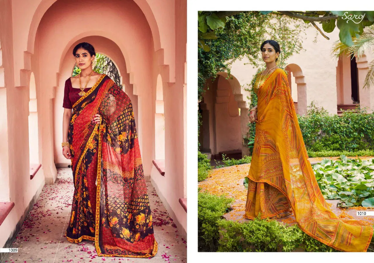 Saroj Mishita Festive Wear Georgette with Beautiful Designs Saree Collection
