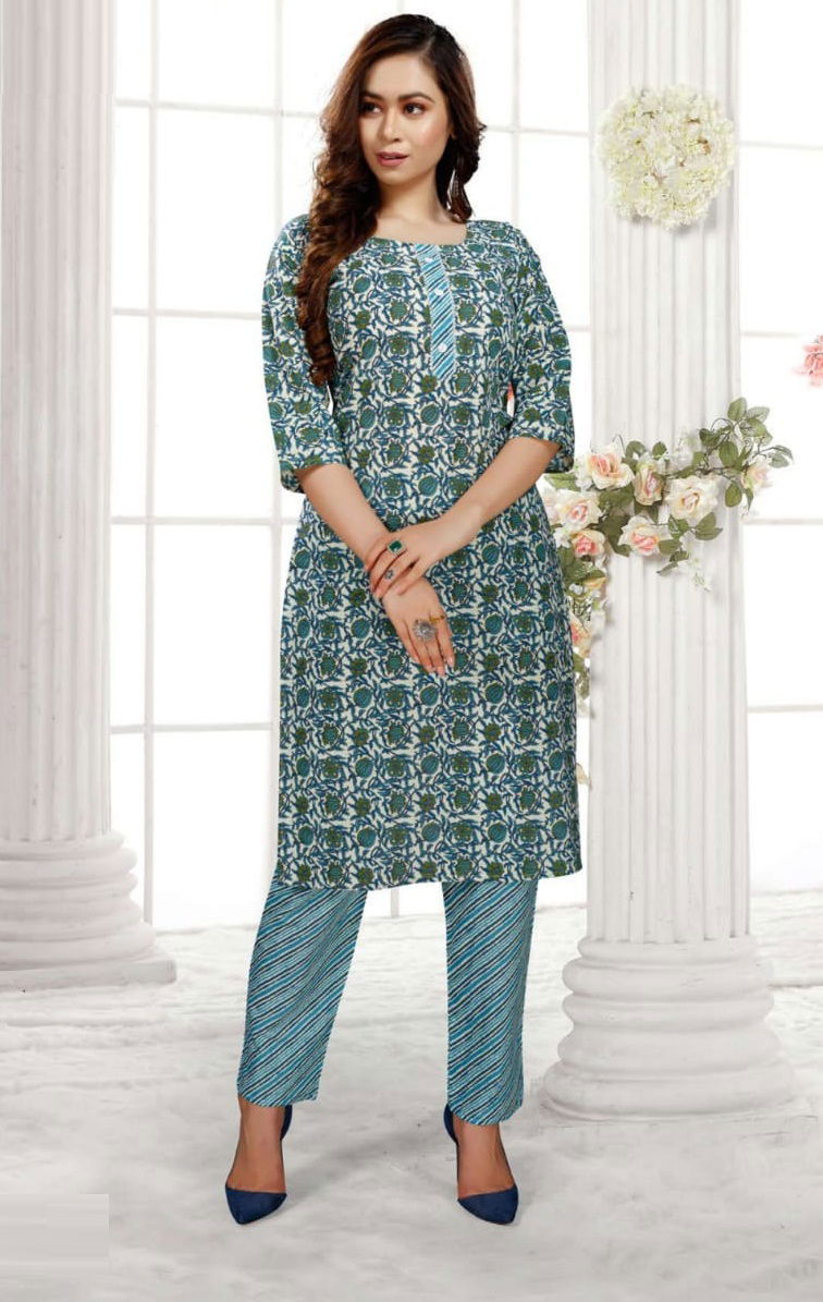 Majisha Nx Cotton House Regular Wear Cotton Printed Kurti With Bottom Collection