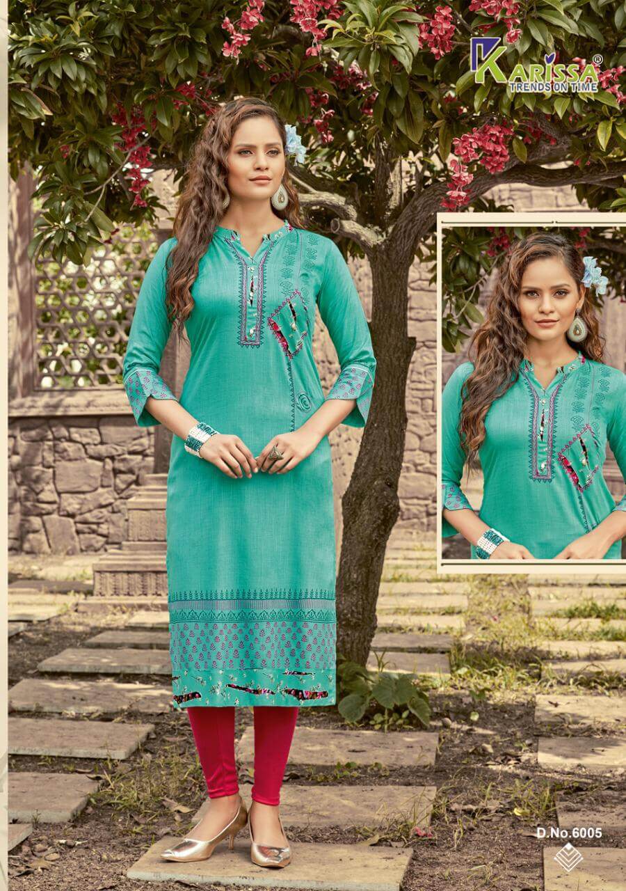 Karissa Rich Girl 6 Ethnic Wear Rayon Designer Long Kurti Collection
