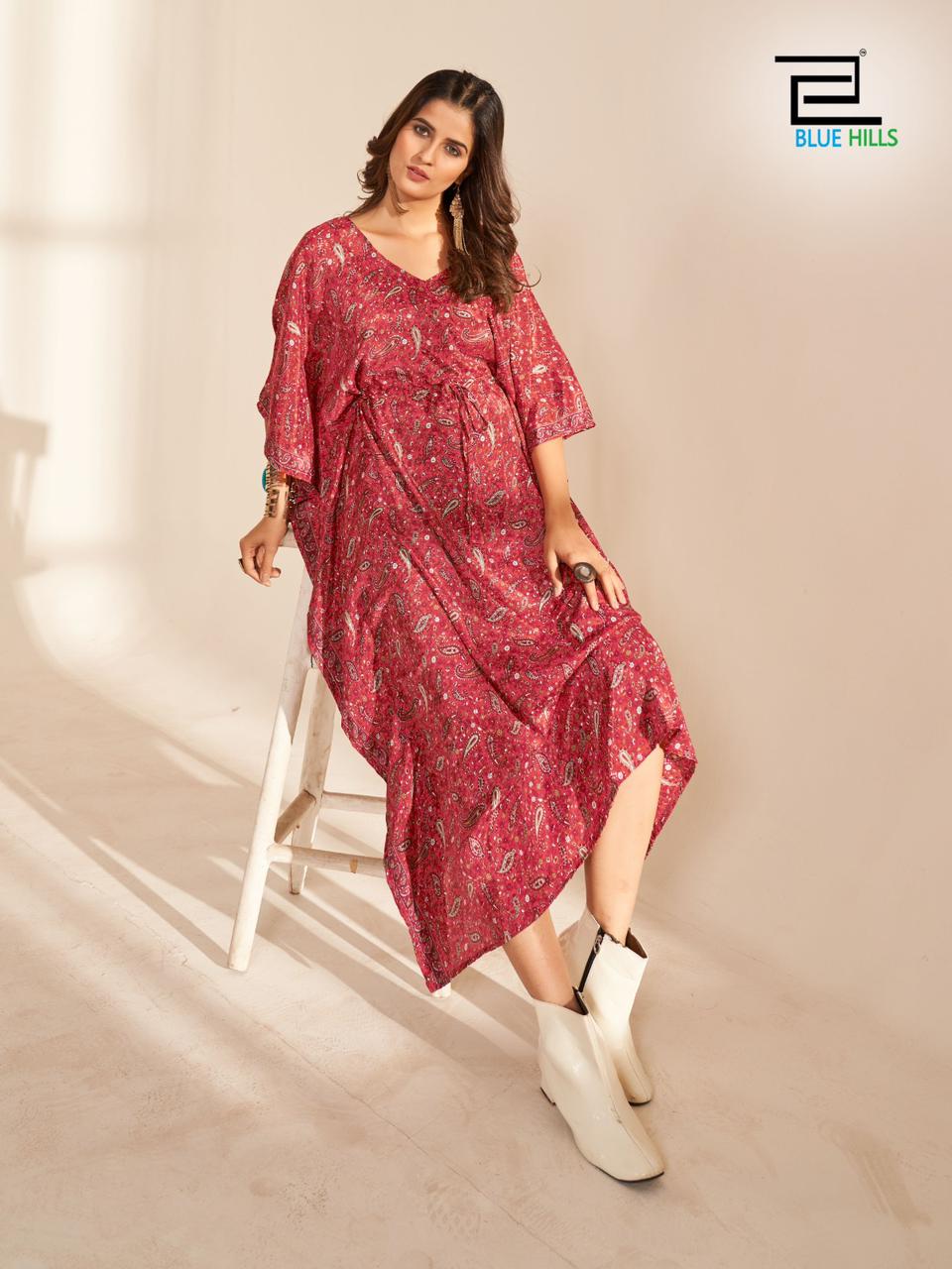 Blue Hills Fire Walk Vol 5 Printed Kaftan Kurti Catalog
