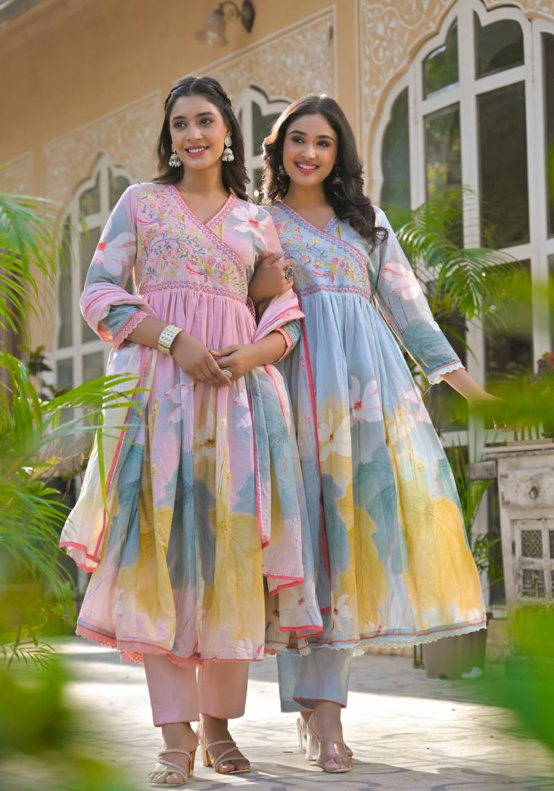 Tanyaa P 173 Mal Cotton Printed Anarkali Style Kurti Sets Bulk Orders In India