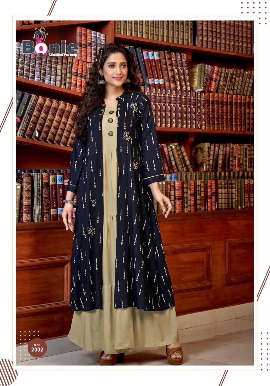 Bonie Mastani Exclusive Fancy Festive Wear Rayon Stylish Kurtis With Flex Jacket Collection
