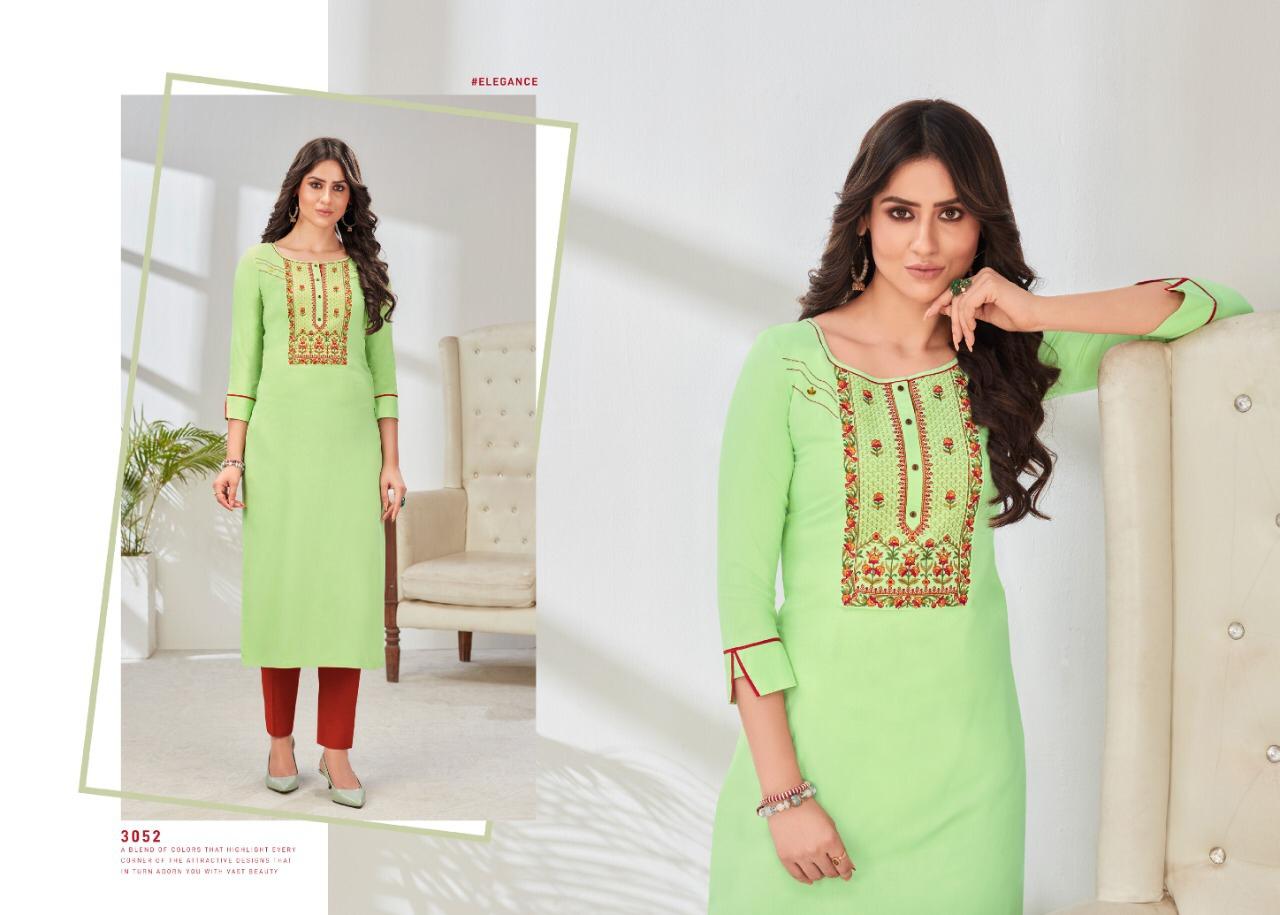 Rangoon Pahel Ethic Wear Designer Heavy Rayon With Value Adition Work Kurtis Collection
